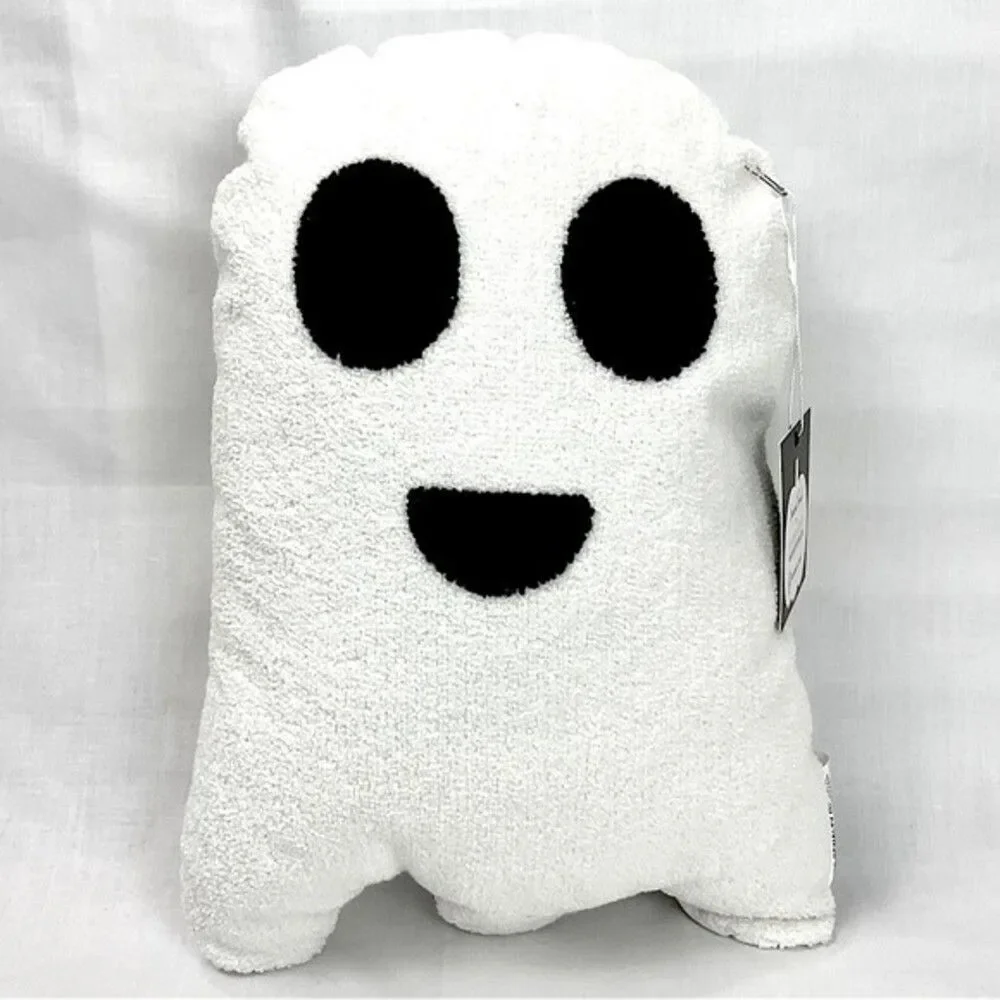 Ghost Shape Halloween Pillow NWT White & Black Textured Pillow